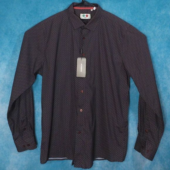 Moderno NWT Long Sleeve Button Up Shirt, Burgundy, Men's, Size XL - Picture 1 of 6